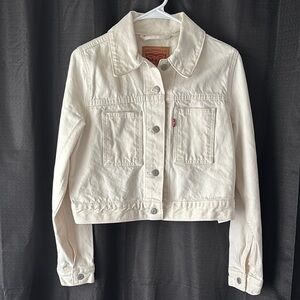 Levi's Cream Cropped Jean Jacket Classic Style
